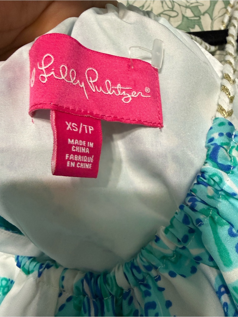 Lilly Pulitzer Blue Green Shell Print Maxi Dress XS Lined Sleeveless Resort - Picture 6 of 6